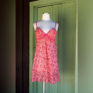 Oscar de la Renta 2000s Pink Orange Retro Look Floral Print Nightgown